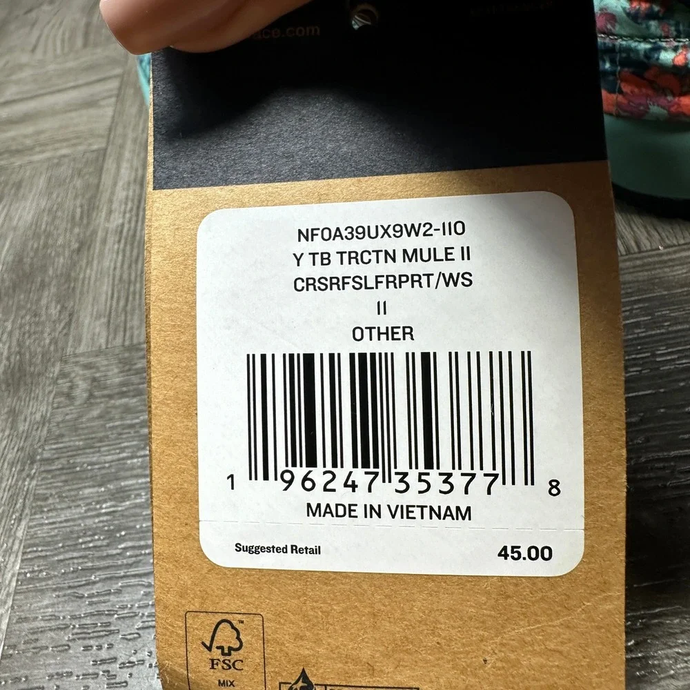 The North Face Traction Mule II Kids 11 Floral Insulated Puffer Slip On NEW